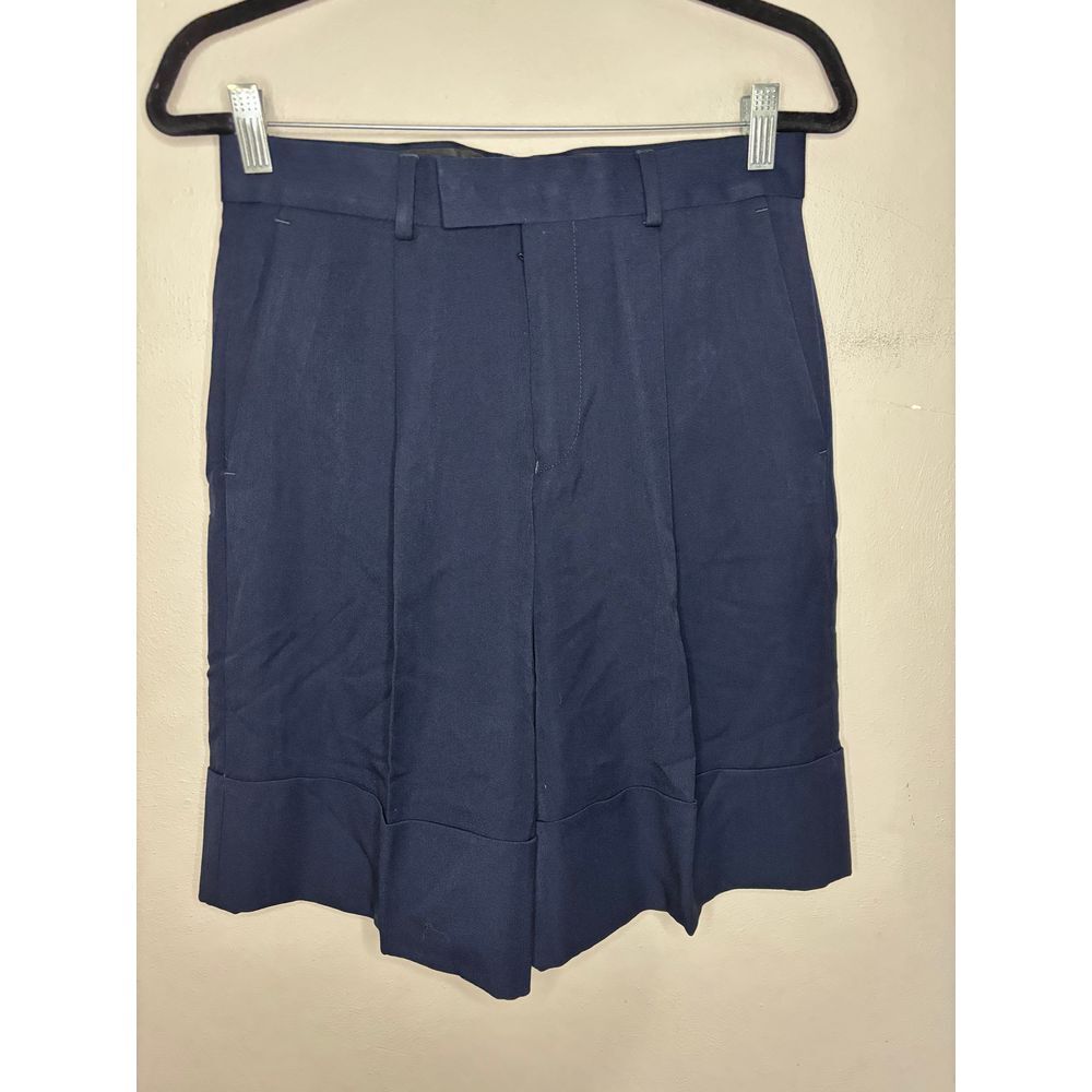 Asos Design‎ Shorts Men's 30 Navy Blue Wide Leg Smart Short Deep Turn Up Cuffs